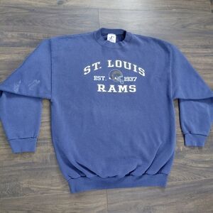 Vintage Logo Athletic Mens St. Louis Rams Pullover Sweatshirt - Blue - Size XL